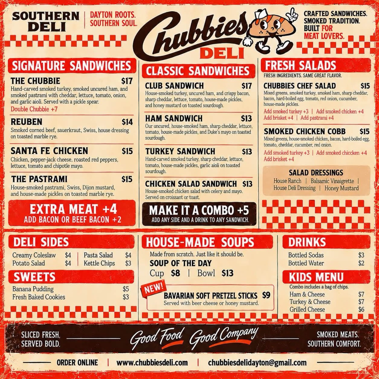 Chubbies Deli menu